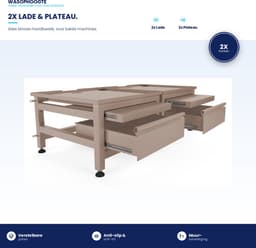 Wasophoogte® Wasmachine verhoger met lade en plateau - Dubbele wasmachine opbouwmeubel - Wasmachine sokkel - 42cm hoog - Taupe - Universeel - 65*60,5 (LxB) - Inclusief wandbeugels — thumbnail 3