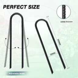 SnelShoppen - Pack van 8 U-vormige grondspikes 30 cm voor tenten, trampolines, schuttingen en luifels, roestvrij staal, duurzaam en weerbestendig voor — thumbnail 2