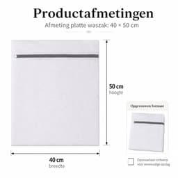 Waszakken Wasmachine - Wasnetjes met Rits - 3 Stuks 40x50 cm - Fijnmazig - Voor Lingerie en Delicate Was - Wit — thumbnail 5