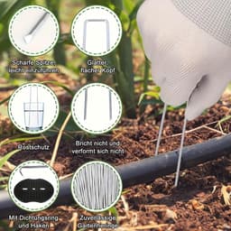 SnelShoppen - 50x Weed Cloth Hooks, Tuinankers, Anti-Roest Gegalvaniseerde Grondpennen, U-vormige Tentpennen voor Tuin, Camping, Groentetuin, 150x40mm — thumbnail 4
