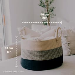 Thijox - XXL Katoenen Dekenmand Touw Opbergmand voor Organisatie, Wasmand en Kinderkamer - 50x33cm - 3 Tinten Bruin — thumbnail 4