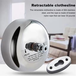 Uittrekbare Waslijn - Droogrek Telescopisch - Kleding Drogen - Roestvrij Staal - Vierkant 9.5cm - Zilver — thumbnail 3