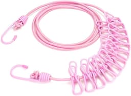 Waslijn met Clips - Drogere Lijn - Kleding Drogen - Weerbestendig Ontwerp - 18 Meter - Roze — thumbnail 1