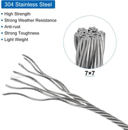 Draadkabel 10 m x 5 mm - roestvrij staal 304 - spanklem met 2 schroefspindels - perfect voor het ophangen van wasrekken - ShopVlot — thumbnail 2