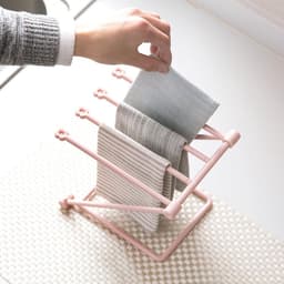 3 stuks - Opbergrek - Handdoekrek - Handdoekhouder - Handdoekenrek - Opbergrek Handdoek - Droogrek Keuken - Droogrek - Afdruiprek - Badkamerrek - Handdoekstang - Handdoekrek Badkamer - opvouwbaar - 25*16 cm - blauw, grijs, roze — thumbnail 4