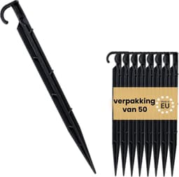 Grondanker - Zwart - 15 cm x 1,6 cm - Kunststof Bevestigingspen voor Druppelirrigatie - Set van 50 stuks — thumbnail 1