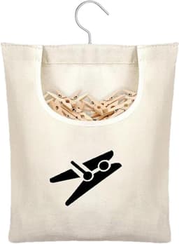 Waszak met clips - Wasknijper tas organizer - Wasknijpers opbergen - 360 graden draaibare haak - 28 x 32 cm — thumbnail 1