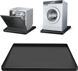 Bobypet-Wasmachine lekbak - Siliconen beschermmat - Waterdicht - Beschermt de vloer tegen lekkage - Voor wasmachine, droger, vaatwasser, koelkast en airco - 60 x 50 x 1,5 cm - Zwart — thumbnail 1