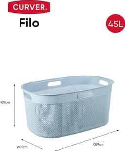 Curver Filo Wasmand met deksel 55L + Wasmand 45L - Blauw — thumbnail 2