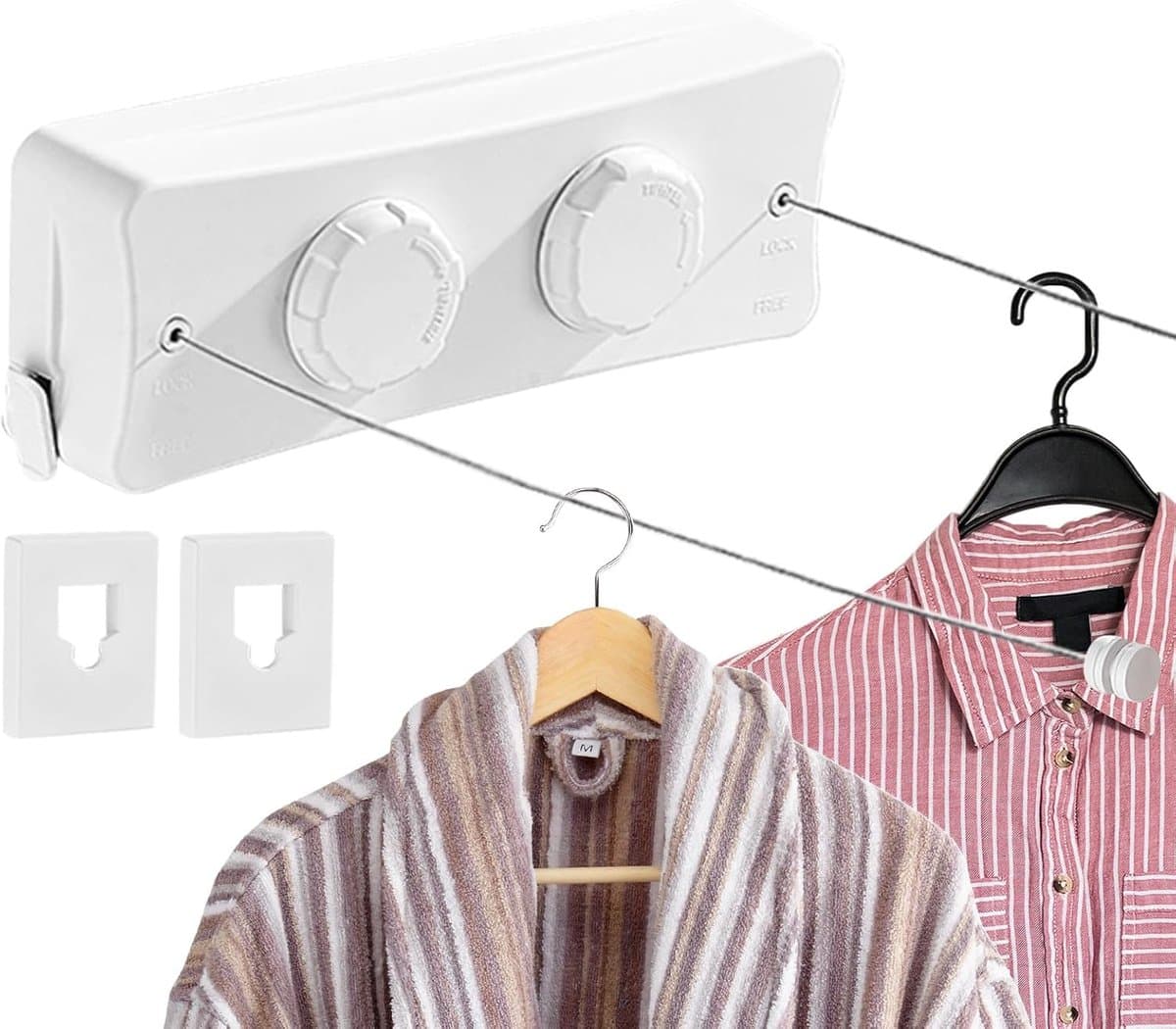 Intrekbare Waslijn - Drooglijn Binnen Buiten - Kleding Drogen - Voorkomt Doorzakken - 42 Meter Uitschuifbaar - Wit — afbeelding 1