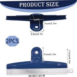 Jumbo Zakclips - Grote Klemmen - Zakken Afdichten - Roestvrij Staal - 30 cm Breed - Blauw — thumbnail 3