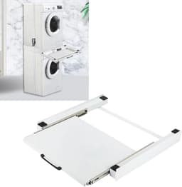 Stapelrek Wasmachine Droger - Verbindingsframe Uittrekbaar - Ruimte Besparen - Met Uittrekbare Plank - 60x54cm - Wit — thumbnail 4