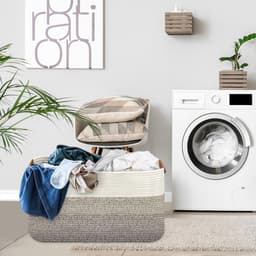 opvouwbare wasmand, wasmand voor deken, speelgoed, handdoeken, geweven manden voor opslag, kinderkamer, huisdecoratie, woonkamer, 55 x 38 x 30 cm, kleurverloop bruin — thumbnail 2