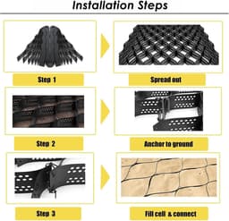 Grondrooster Stabilisator - Oprit Versterker - Bodem Stabiliseren - Waterdoorlatende Gaten - 10 cm Hoog - Zwart — thumbnail 5