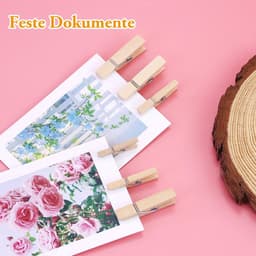 Dailygoods- Wasknijpers Mini Houten Set - 165 Stuks - Decoratieve Klemmen - 10 m Jute Touw - Natuurlijk Hout - Stevige Veer — thumbnail 4