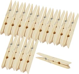 Wasknijpers Bamboe - Bamboeklemmen Knutselklemmen - Was Ophangen Knutselen - Sterke Metalen Veer - 6 cm - Natuurlijk — thumbnail 1