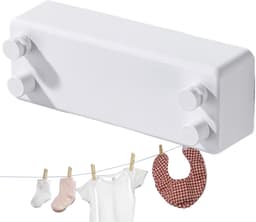 Uittrekbare Waslijn - Wasrek Binnen - Ruimte Besparen - Geen Gaten Boren - 1 Meter - Wit — thumbnail 5