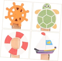 Houten Clips - Fotoklemmen Decoratie - Foto's Ophangen - Oceaan Thema - 40 Stuks - Multicolor — thumbnail 5