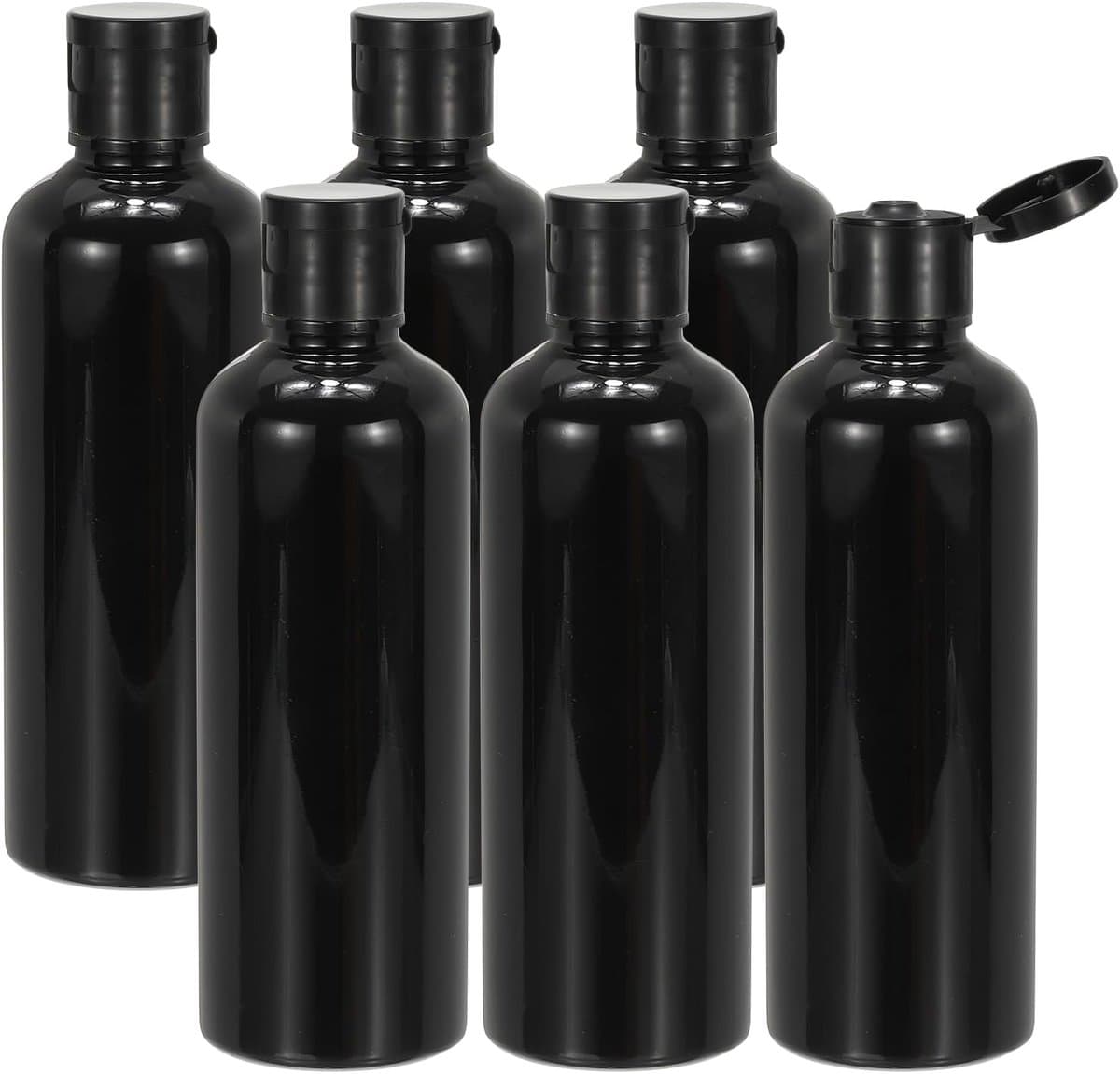 Reisflessen met klepdop, 6 stuks 100 ml lekvrije hervulbare lege dispensercontainer knijpfles voor shampoo, toiletartikelen, lotion, crème, zwart — afbeelding 1