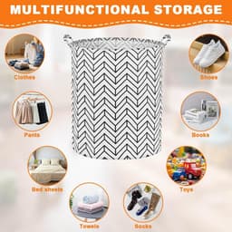 Wasmand - Katoenen Wasmand - 40×50cm - Opbergmand - met Handgrepen - Opvouwbare Opbergmand - Wassorteerder - voor Speelgoed en Wasgoed - Wit — thumbnail 4