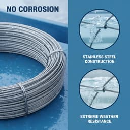 SnelShoppen - 30 m x 1.5 mm Stalen Kabel, Multifunctionele RVS Kabel, Foto Lijndraad met 20 Aluminium Krimpkousen voor Gordijn, Waslijn, Handrail — thumbnail 3
