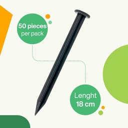 SnelShoppen - Ground Anchors voor Plastic Tuinrand, 50 Stuks, Gerecycled Plastic Grondankers, Stevige Extra Sterke Grondspijkers 18 cm, Zwart voor Tui — thumbnail 4