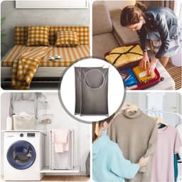 Vouwbare Hangende Waszakken - 2 Stuks met RVS Deurhaak en Zuignap voor Thuis en Reizen, Ideaal voor Kleding en Wasgoed — thumbnail 3