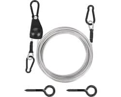 TooTaci 30ft outdoor waslijn kit, 3/16 inch PVC gecoate staalkabel Heavy Duty draagbare kleding lijn kit met - ShopVlot