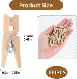 Wasknijpers 100 Stuks - Mini-Wasknijpers 25 mm - Houten Klemmen - Milieuvriendelijk - Duurzaam - Voor Decoraties en Foto's — thumbnail 3