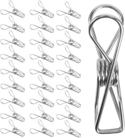 Wasknijpers Roestvrijstaal - Kledingklemmen - Buiten Drogen - Windbestendig - 30 Stuks - Zilver — thumbnail 1