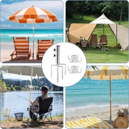 Parasol standaard in de grond - Zilver - 44,5 cm - Met 4 haringen - Voor tuin, strand en camping — thumbnail 2