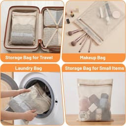 Set van 3 Katoenen Wasnetten 15x12 inch met Sterke Rits - Ademend Reisnet voor Delicate Kleding, Ondergoed en Sokken - Ideaal voor Wassen en Opbergen — thumbnail 5