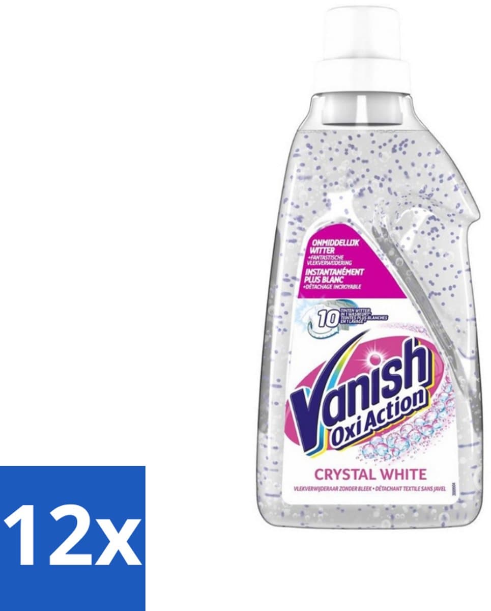 12 x Vanish Oxi Action - Kristalwit - Vlekkenverwijderaar Gel - Zonder Bleek - Witte Was - 15 Wasbeurten - Vlekkenverwijderaar - Witte Was - Wasmiddel - Vlekken Verwijderen - Wit Maken — afbeelding 1