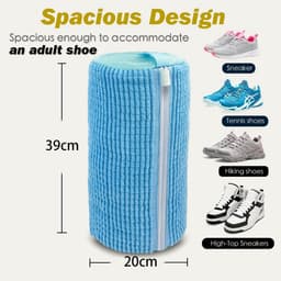 2 stuks - Schoenwaszak - Sneaker waszak - Wasmachine schoenreinigingszak - Herbruikbaar - Anti-vervorming - 360° Diepe Reiniging met Microvezel - 39 cm x 20 cm - Blauw - Geschikt voor de wasmachine — thumbnail 5