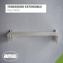 - NIZA Uitschuifbare wandwaslijn - Gemaakt van hoogwaardig aluminium - Roestvrije afwerking - Afmetingen: 140x14x3 cm - Opvouwbaar wasrek voor buiten — thumbnail 5
