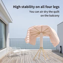 Opvouwbaar wasrek, 4 poten, 12 houten stangen, staande droger | Stabiel droogrek met 4 poten met 12 houten stangen, inklapbaar en ruimtebesparend, voor balkon, woning en slaapkamer — thumbnail 3