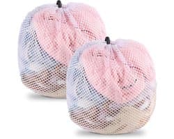 2 Stuks Wasnetten voor Wasmachine, 30 x 40 cm Wasnet met Trekkoord Herbruikbaar Grof Mesh Waszakken Waszak Wasmachine voor Blouse Babykleding Beha Ondergoed Sokken