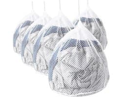 Waszakken, 5 stuks, waszak, wasmachine met koordstopper, herbruikbare grote nettas voor wasgoed, bescherming, waszak voor babykleding, ondergoed, sokken, kasjmier
