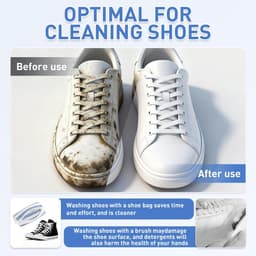 wasmachine, waszak, schoenen wasmachine, schoenwaszak, schoenen wasmachine zak met 360° reinigingspluisje, schoenenzak voor wasmachine en droger (blauw - wit - 2 stuks) — thumbnail 3