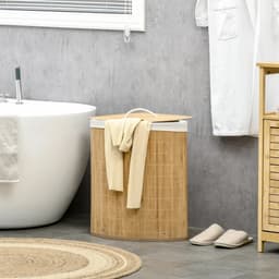 Damenzo - Wasmand - Wasmand met deksel - Wasmanden - Wasmand hoekmodel - Afneembare hoes - 55 Liter - 38X38X57 cm - Bamboe — thumbnail 2