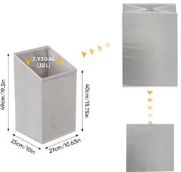 Wasmand Kast Houtlook - Badkamerkast met Kantelbare Wasmand - 2 Deuren - Opbergkast Handdoeken - 69.5 x 35 x 70.5 cm - Max 50kg - Modern Design — thumbnail 4