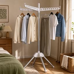 Inklapbaar wasrek hoog klein - staand droogrek met 3 draaibare armen - 4 poten voor binnen en buiten - ShopVlot — thumbnail 3