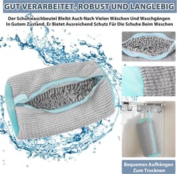 Waszak voor Schoenen - Multifunctionele Herbruikbare Tas voor Alle Schoenen en Maten, Beschermt Schoenen en Wasmachine (Grijs) — thumbnail 2
