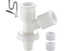 Afvalwaterslangconnector Wasmachine - Afvoerslang Verbindingsstuk - Lekkages Voorkomen - Snelle Montage - 17x15 cm - Wit