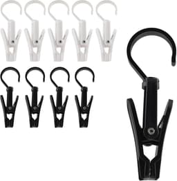 Wasknijpers - Washaken Clip - 10 stuks - met 360 graden draaibare haak - Zwart & Wit- Droogrek knijpers - Sterke plastic wasknijpers - draagbare - antislip - Wasrek knijpers — thumbnail 1