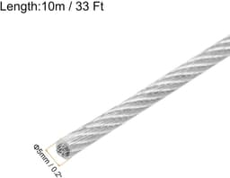 SnelShoppen - 10 m x 5 mm Staalkabel van Roestvrij Staal 304 met Spanslot en 2 Schroefspindels voor Ophangen van Wasrekken - Transparant, Duurzaam en — thumbnail 4
