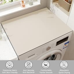 Wasmachine Droger Deksel - Antislip Mat Beschermer - Apparaat Beschermen - Diatomeeënaarde Absorptie - 40x50 cm - Beige — thumbnail 2