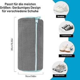 2 stuks schoenwaszakken voor de wasmachine, schoendroger, waszak, herbruikbaar, schoenwaszak voor wasmachine en droger, waszak, schoenen met 360° reinigingswol — thumbnail 5
