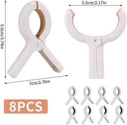 Thijox - 8 stuks duurzame plastic strandhanddoekklemmen, grote wasklemmen voor strandstoelen, dekens, lakens, kleding, ideaal voor strand en zwembad — thumbnail 5