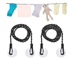 Inovra- Waslijn Uitschuifbaar 1,5/3 m - 2 Stuks Reiskleding - Draagbaar - Winddicht - Haken/Zuignap - Hoogwaardig Nylon - Wasophanglijn